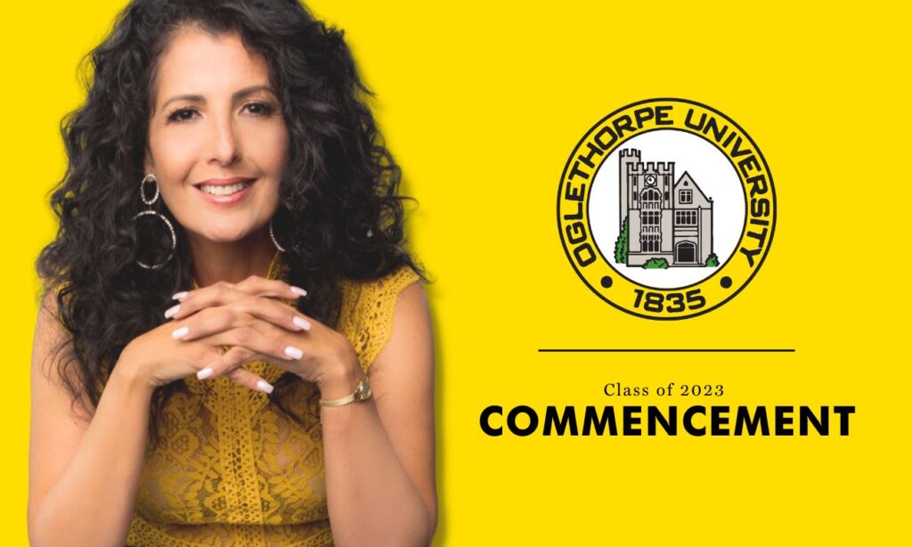 Andrea Rivera with yellow background and OU seal